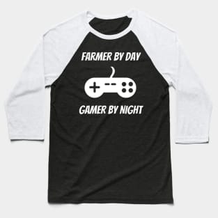 Farmer By Day Gamer By Night Baseball T-Shirt